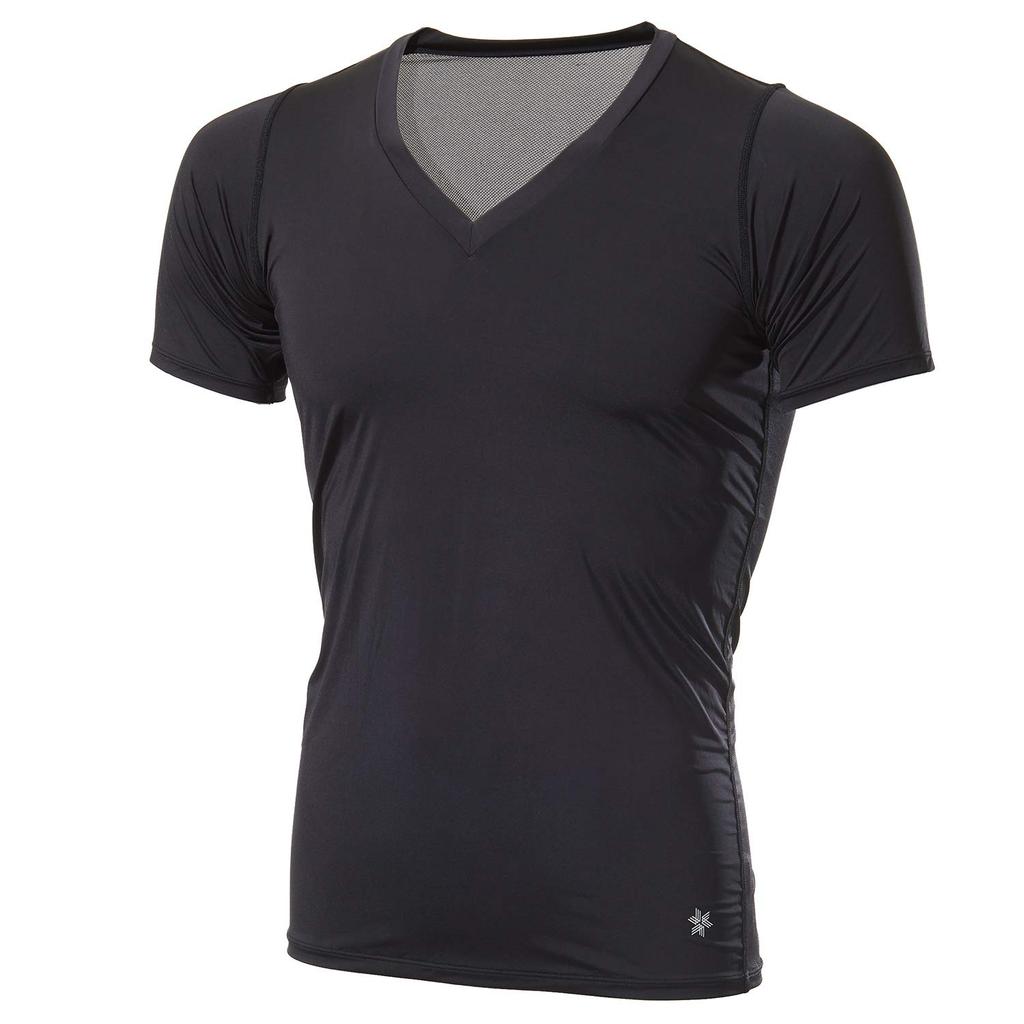 Goldwin C3fit Cooling Half Size S To Japanese Size V-Neck Sleeves, Men's, Black, (equivalent S)