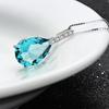 Halskette Silber Blau Tropfen Halskette Zirkonia Großer Opal Wassertropfen Anhänger Venezianerkette 925 Silber Geburtstagsgeschenk Freundin Accessoire [Rockyu]