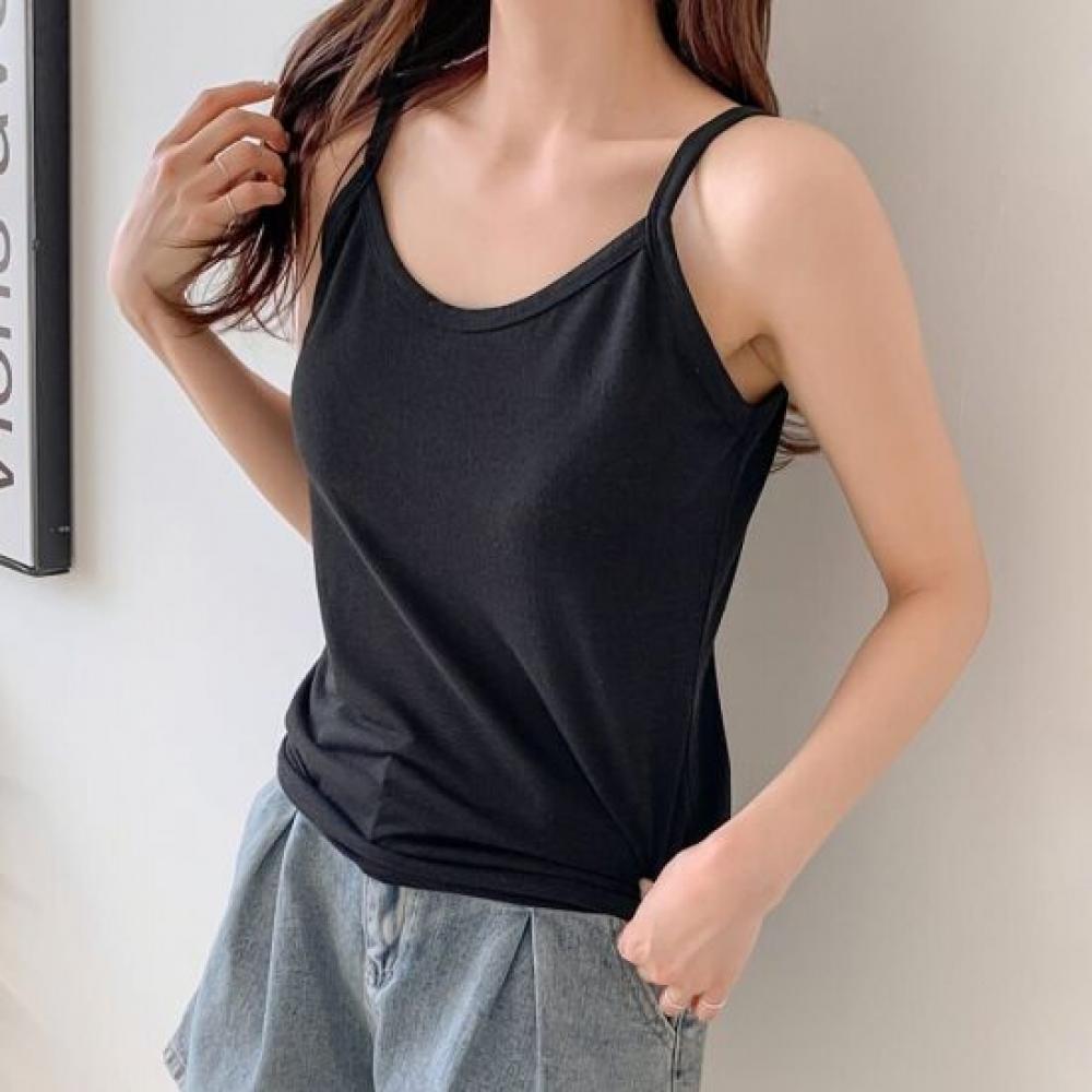 Mizqz Women Layered Linen Span Basic Cami 9color 1+1
