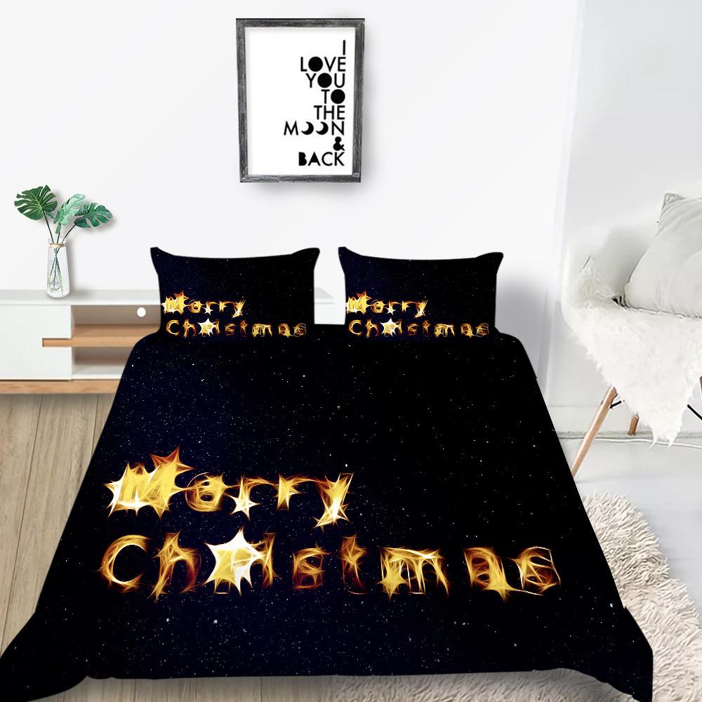 Christmas Gift Quilt Cover Pillowcase Two Or Three-Piece Set Digital Printing Polyester Cartoon Series