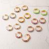 HECHENG, Colorful Flower Small Hoop Earrings Metal Enamel Flowers and Plants Circle Huggie Hoops Female Trendy Zircon Gift