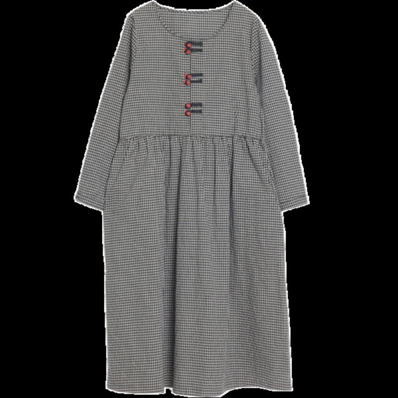 Plus Size Women's Round Neck Checkered Dress
