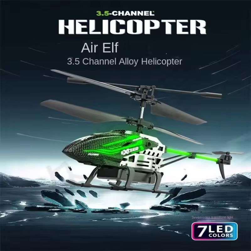 Alloy ABS RC Helicopter: 7 LED Colors (Red/Green), Fixed Height, USB Charge | High-Control Toy