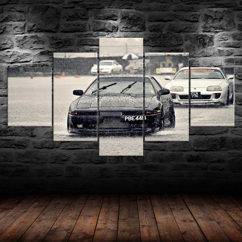 Toyota Supra MK3 Drift Cars Canvas 5 Piece Five Panel Print Modern Wall Art Poster Picture Home Decor Gift For Him For Her