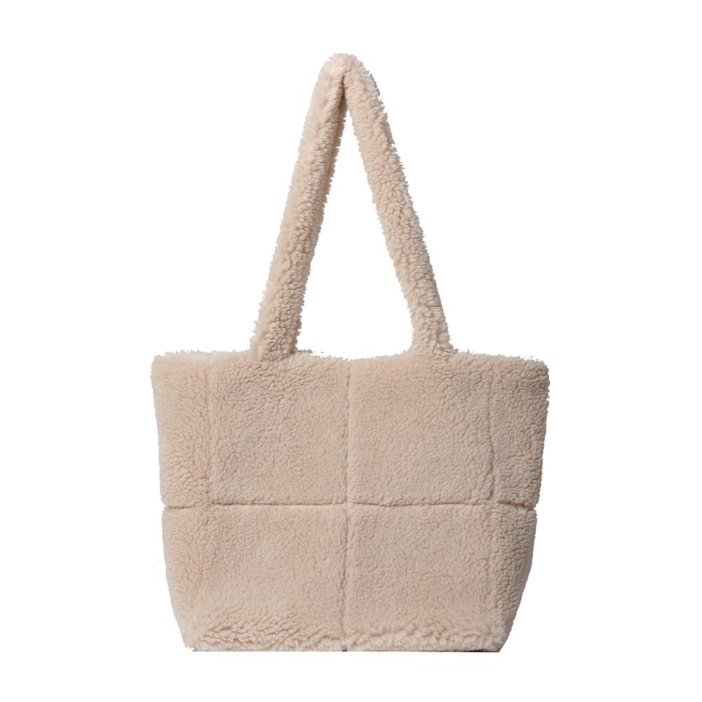 Fluffy Plush Women Underarm Bag Lambswool Large Tote Bag Solid Color Shopper Armpit Bag Ladies High Capacity Square Shoulder Bag