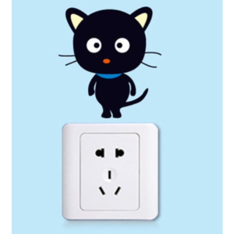 1pcs Cartoon Creative Cat Butterfly Silhouette Bedroom Living Room Light Switch Stickers Decorative Wall Stickers Self-adhesive
