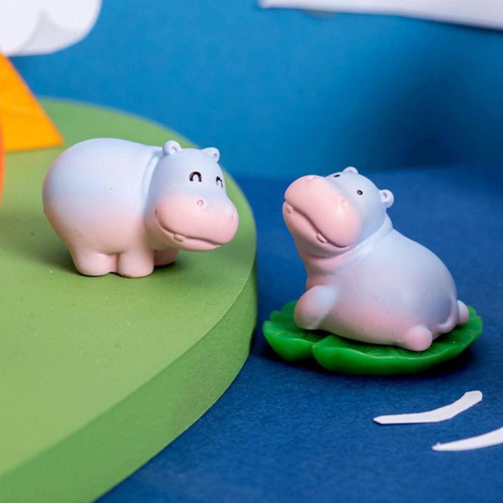 Cartoon Style Resin Hippo Statue Q-like pear-shaped design Hippopotamus Figurines  Collectible