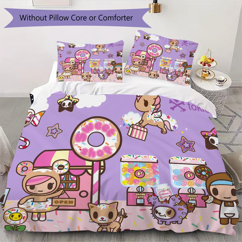 Tokidoki Pattern Bedding,Quilt Set Quilt Cover Pillowcase Home Birthday Gift (1*duvet cover+2*pillowcase,without core)FSJT261012009