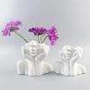 1Pc Cute Face Shaped Makeup Brush Holder Minimalist Art Vase for Eyebrow Pencils Desktop Decoration Home Organizer