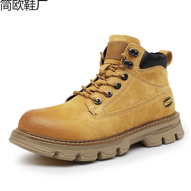Leather boots men s new trendy versatile leather rhubarb boots men s medium tooling Martin boots 38