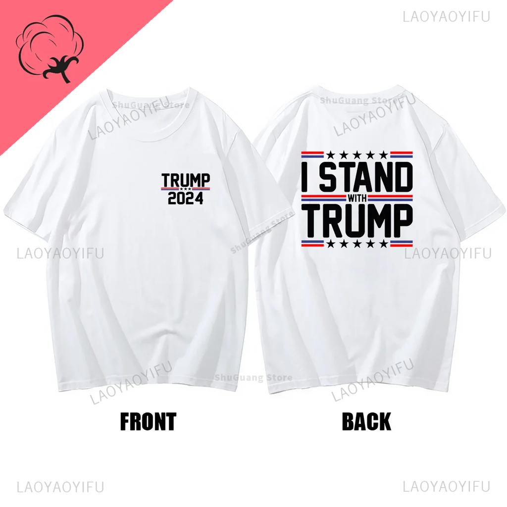 Tričko Trummp 2024 I Stand with Trump Funnt Shirts for WoUnisex Unisex oblečení Móda Streetwear Grafická trička Ropa Hombre