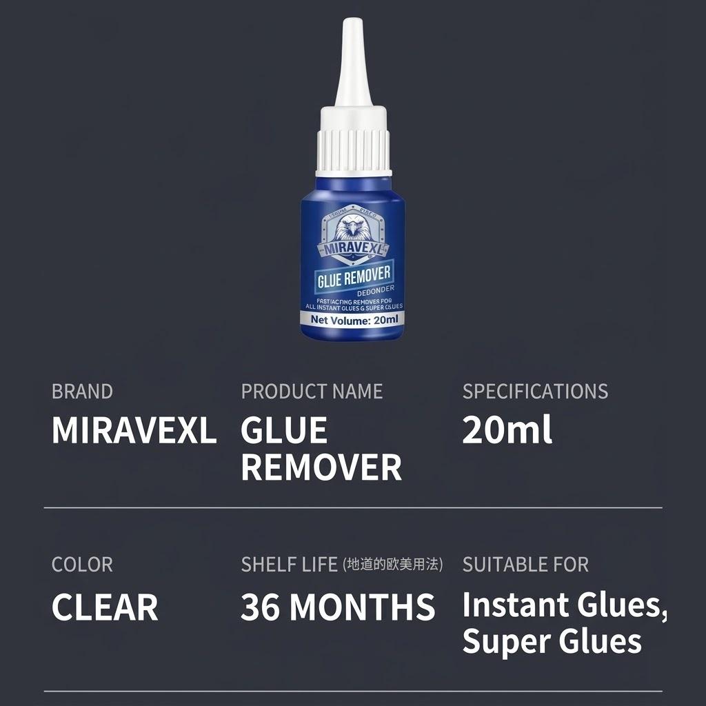 MIRAVEXL 20ml Clear Super Glue Debonder Fast Acting Adhesive Remover Cyanoacrylate Solvent Liquid Cleaning Tool Home DIY Repair