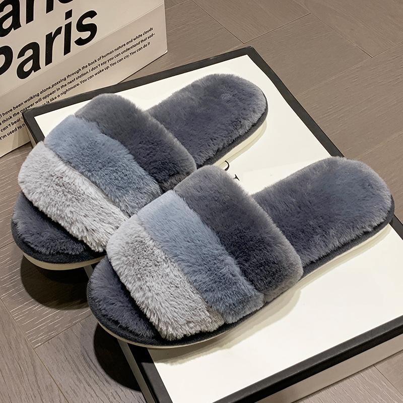 

Mao Mao slippers women s autumn and winter new lazy indoor home thickened warm leaking toe floor cotton mop 44-45