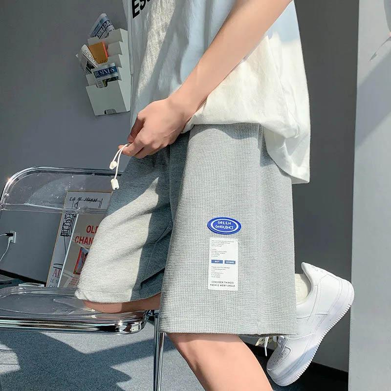 

Летние шорты унисекс, повседневные дышащие свободные спортивные шорты с пятью брюками и завязками на талии, дизайн с вышивкой, верхняя одежда, шорты M