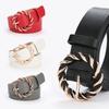 Twist Buckle Pu Wrap Ladies Bare Belt Decorative Dress Vintage Round Buckle Belt Women