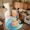 Water Ripple Cat,Round Area Rug,Carpet Rug for Living Room Bedroom Sofa Playroom Decor,Non-slip Floor Mat