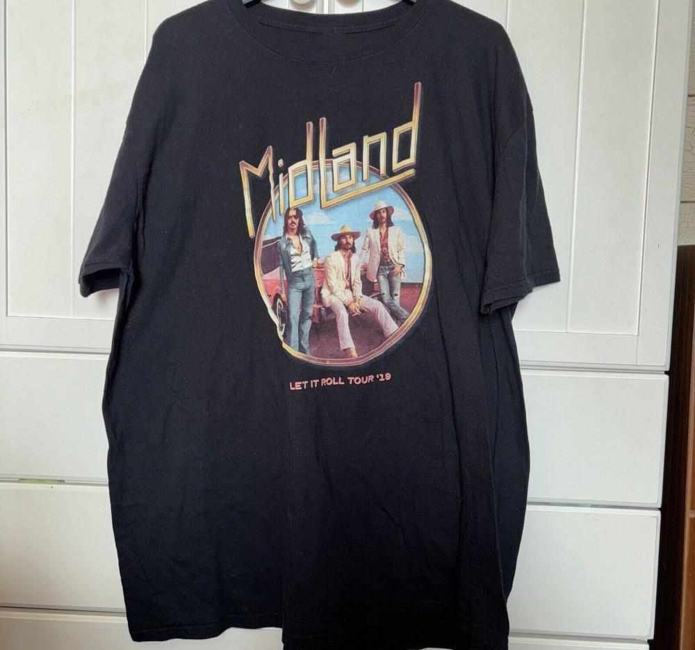 Midland Band „Let It Roll Tour 19 Bavlna Černá Všechny velikosti S-5XL Unisex tričko CO416 Unisex tričko