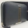 Used Rare  Prada Long Wallet Round Zipper Saffiano Leather Crocodile Embossed Black