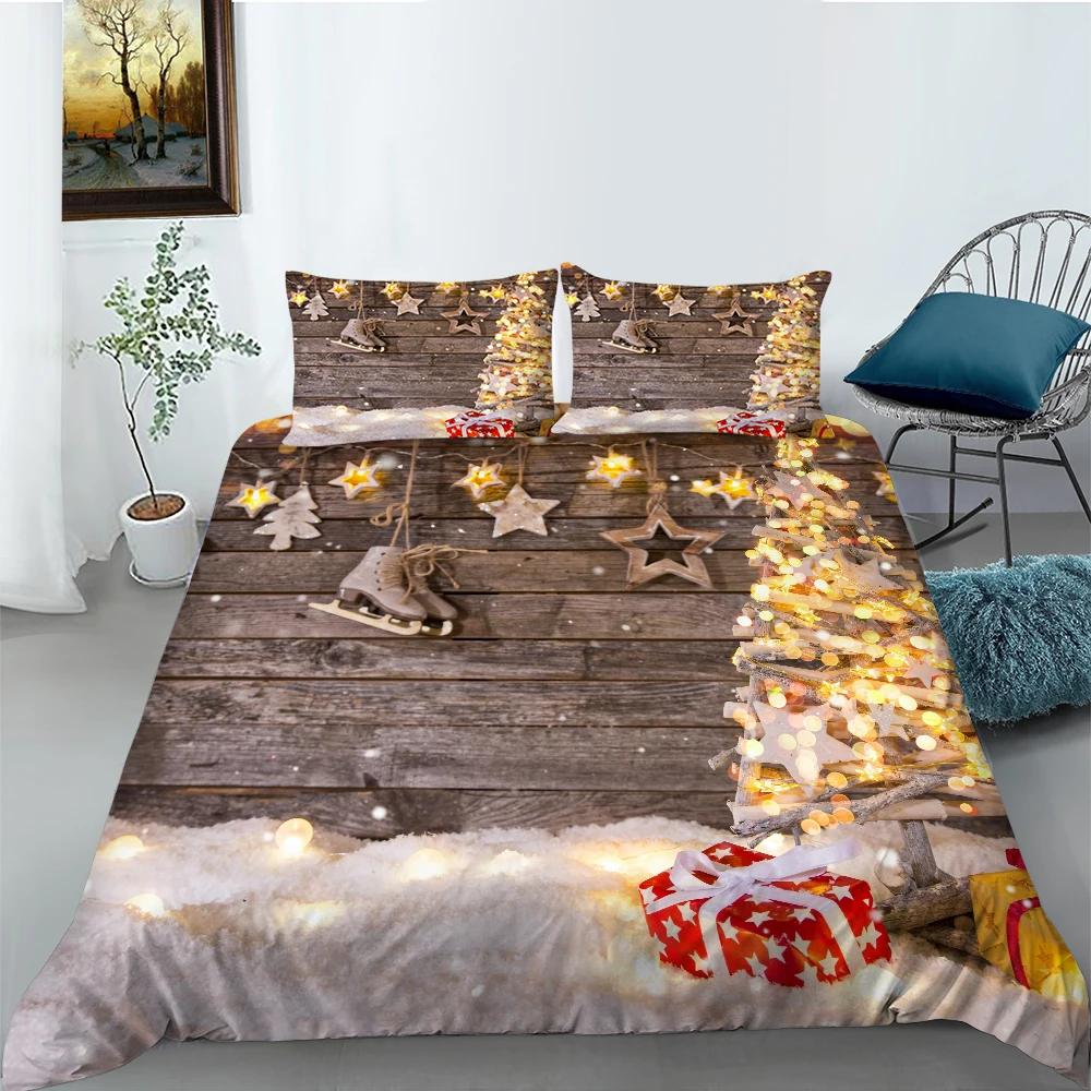 Christmas Stockings Duvet Cover Print Fireplace Polyester For Kids Boy Girl Christmas Present Christmas Element Theme Room Decor