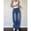 Plus Size Retro High Waist Wide Leg Straight Jeans for Women