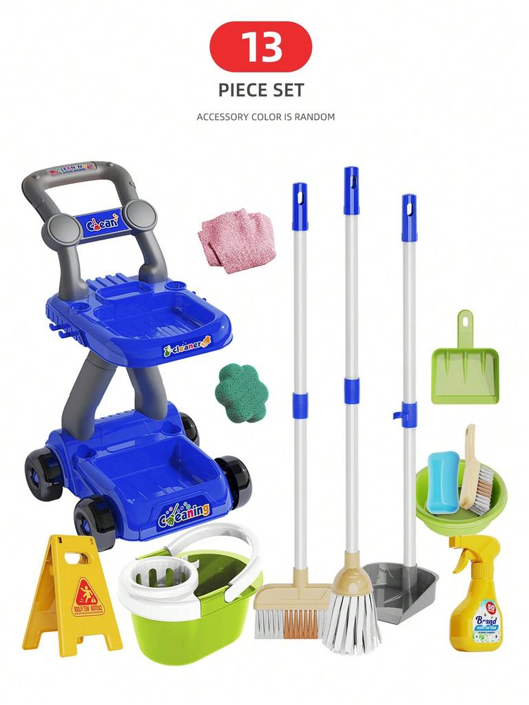 Kids Cleaning Toy Set Housekeeping Electric Vacuum Cleaner Tool Girls Pretend House Play Toys Broom and Mop Set for Kids Gift