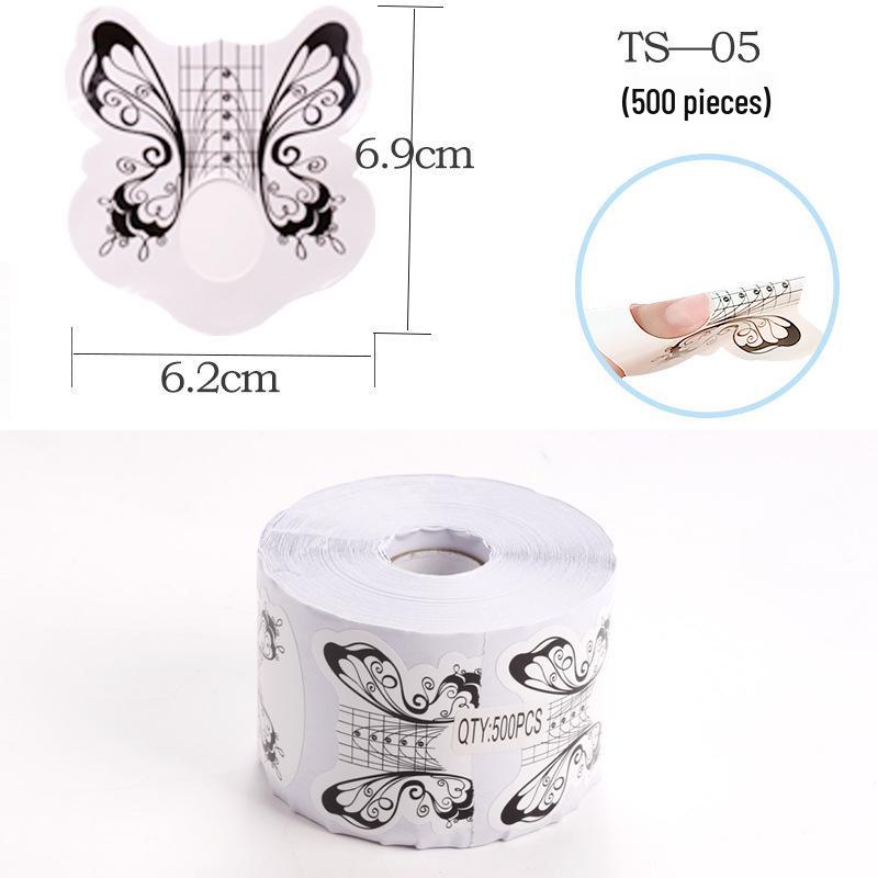 100-Piece French Light Therapy Nail Extension Forms: Butterfly & Horseshoe Designs