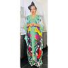 African Women's Plus Size Chiffon Print Beach Dress and Robe Set
