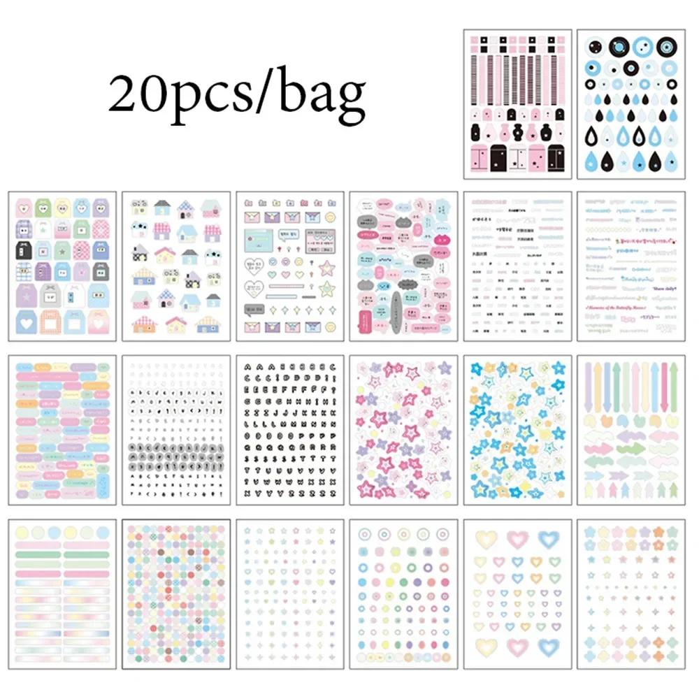 2Style 20Pcs/bag Colorful Time PET Cut Film Sticker Book DIY Handbook Scrapbook Photo Frame Envelope Phone Case