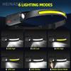 Induction Headlamps COB LED Sensor Head Lamp Built-in Battery Flashlight USB Rechargeable Head Torch 5 Lighting Modes Headlight