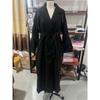 Womens Wool Blend Long Trench Coat With Notched Lapel Slim Fit Office Chic Outerwear In Black Brown Gray