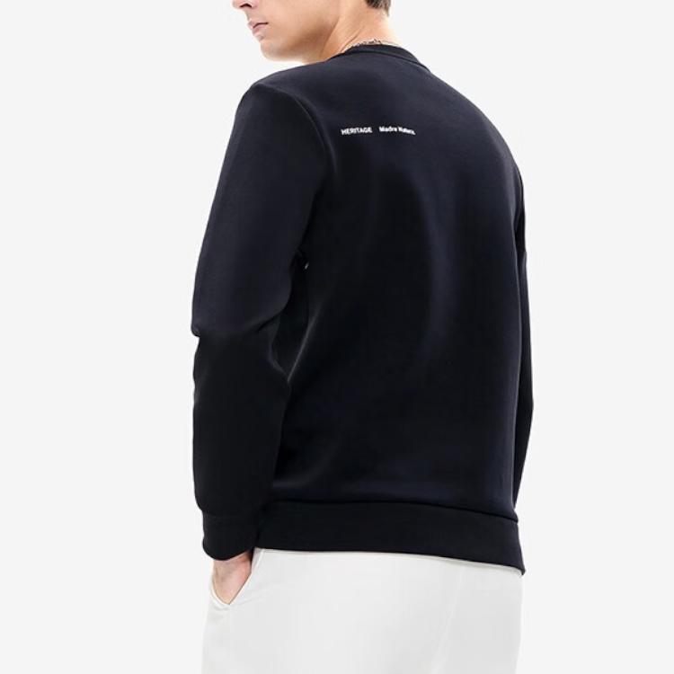 FILA Simple Comfortable Basic Casual Logo Knit Pullover Sweatshirt Men sweatshirt Black F11M248205F-BK