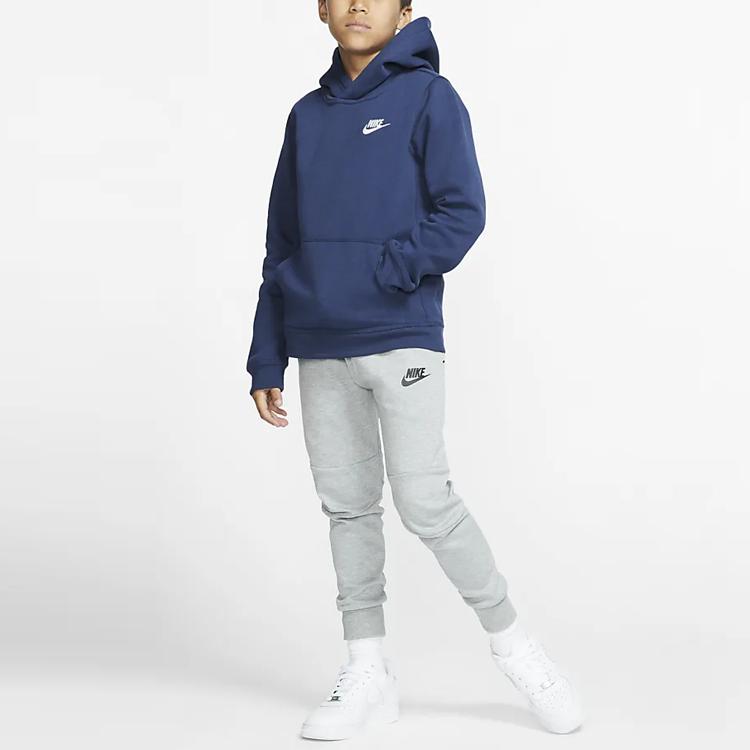 Nike Hoodie Club Sportivo Liso com Logo para Crianças Hoodies Meia-Noite-Azul BV3757-410
