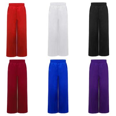 Jungen Worship Lobpreis Tanzhose Elastischer Bund Unifarben Satin Weites Bein Hose Performance Unterteil