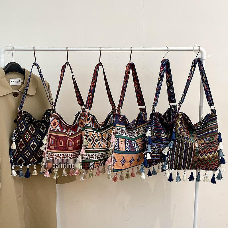 2024 Large Bohemian Tassel Tote: Ethnic Style Handbag & Crossbody