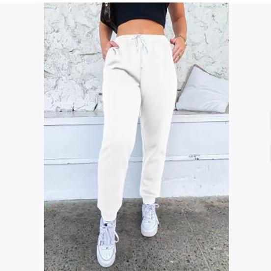 Pantaloni da ginnastica da donna elastici a vita alta per il tempo libero, isolanti, per primavera e autunno, tinta unita