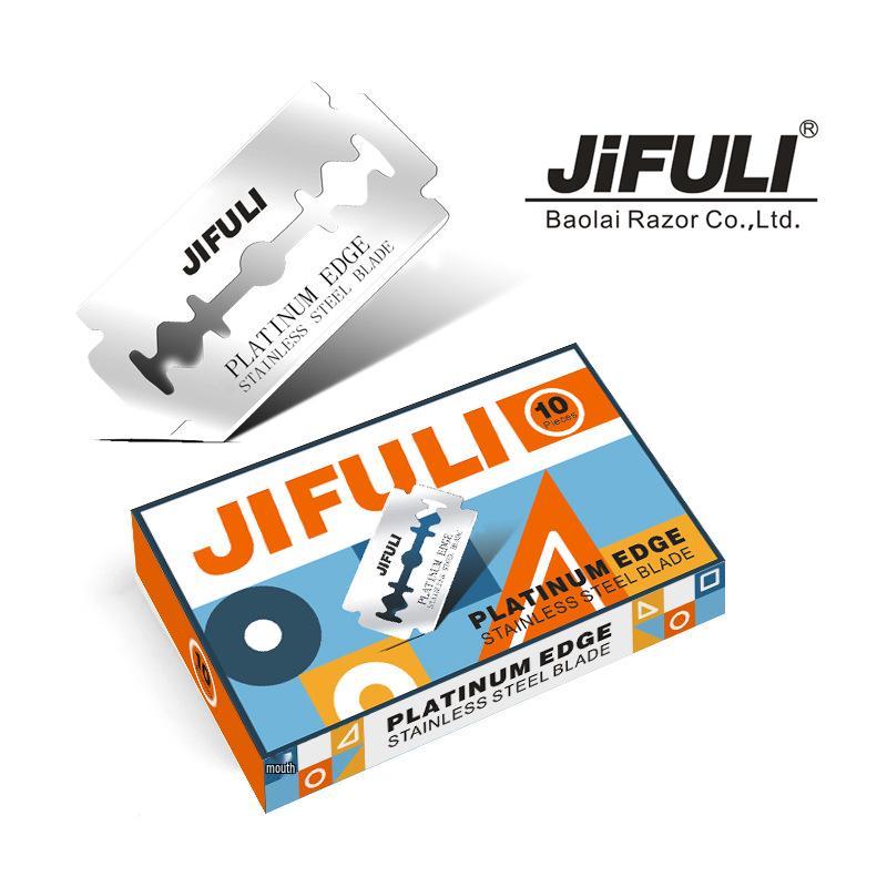 JIFULI Vintage Double Edge Stainless Steel Razor Blades, 50-Piece Manual Shaving Pack