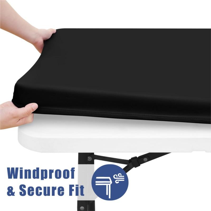 Homaxy Stretch Spandex Washable Elastic Tablecover Round Waterproof Table Cloth Outdoor Retangle Picnic Banquet Party Tablecloth