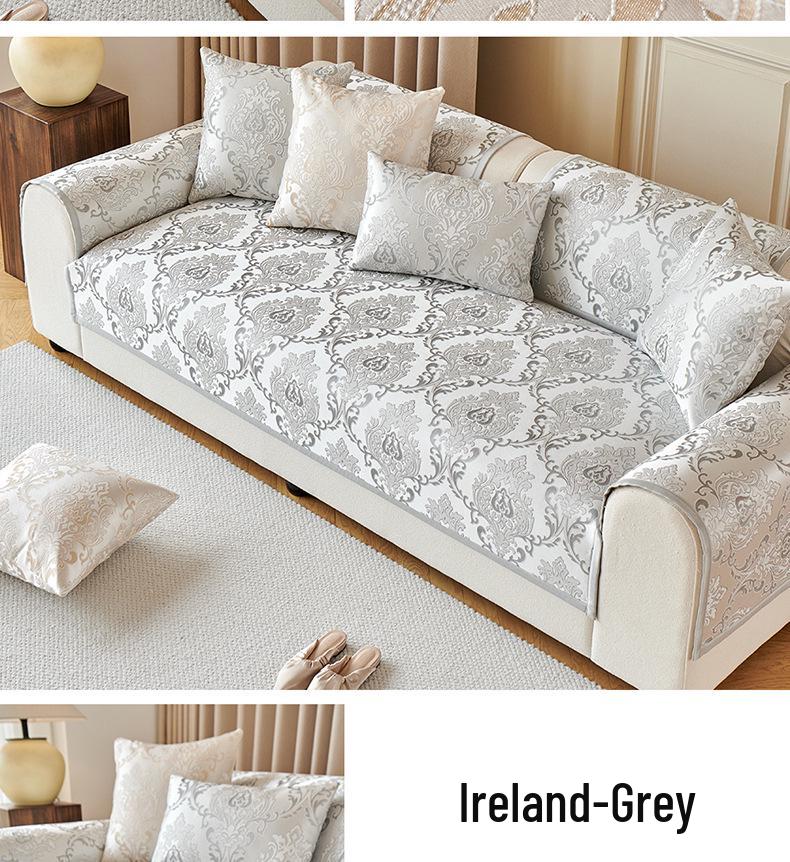 Funda de Cojín de Sofá Jacquard Antideslizante Cuatro Estaciones - Estilo Europeo, Lujo Ligero, Diseño Moderno