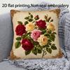 Rose Elegant Cushion Cover Plush Fabric Soft Double-Sided Printed Sofa Warm Winter Home Child Gift Pillow Case