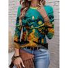 Womens Round Neck 3D Dinosaur Print Tee - Casual Fit 7/8 Sleeve 2025