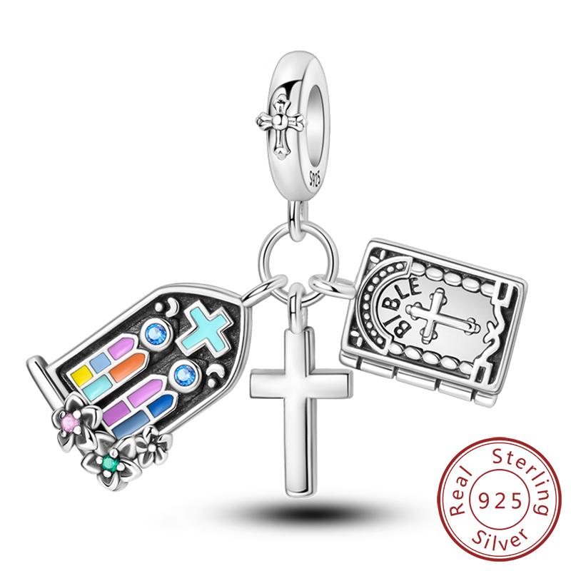 Copper Charms Beads Devil'S Eye Cross Angel Charms Fit Original Charms Bracelets Pendants Fine Diy Jewelry Making For Women