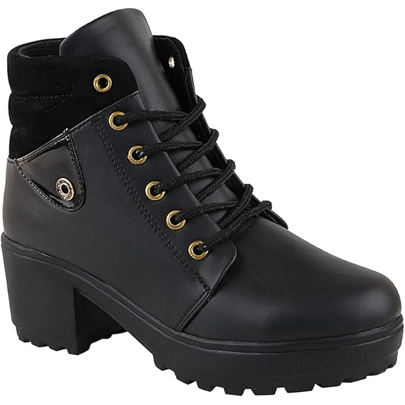 Shoetopia Womens/Girls Black Latest Collection High Top Heeled Classic Boots-Eu38