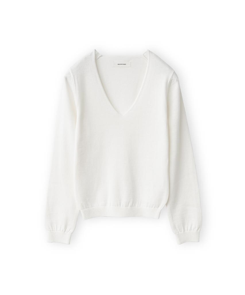 Beulaunyadeu W Organic Cotton V-Neck Knit, Ivory