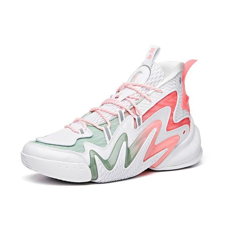 Anta Berserk 2 High-Top Performance Basketball Shoes Men's White Pink Green 112031602-6