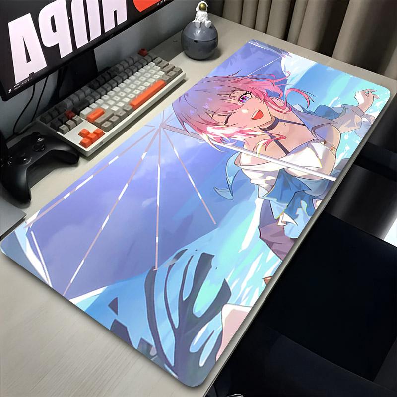 Laptop Mouse Pad Honkai Star Rail March th Anime Girl Pink Mousepad Keyboard Gamer Accessories Large Mouse Mat Office Desk Mat