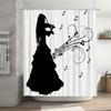 Charming Bathroom Curtain Set With Musical Note Design For Kids Bath Decorations White Shower Curtain Fabric For Home Decoration