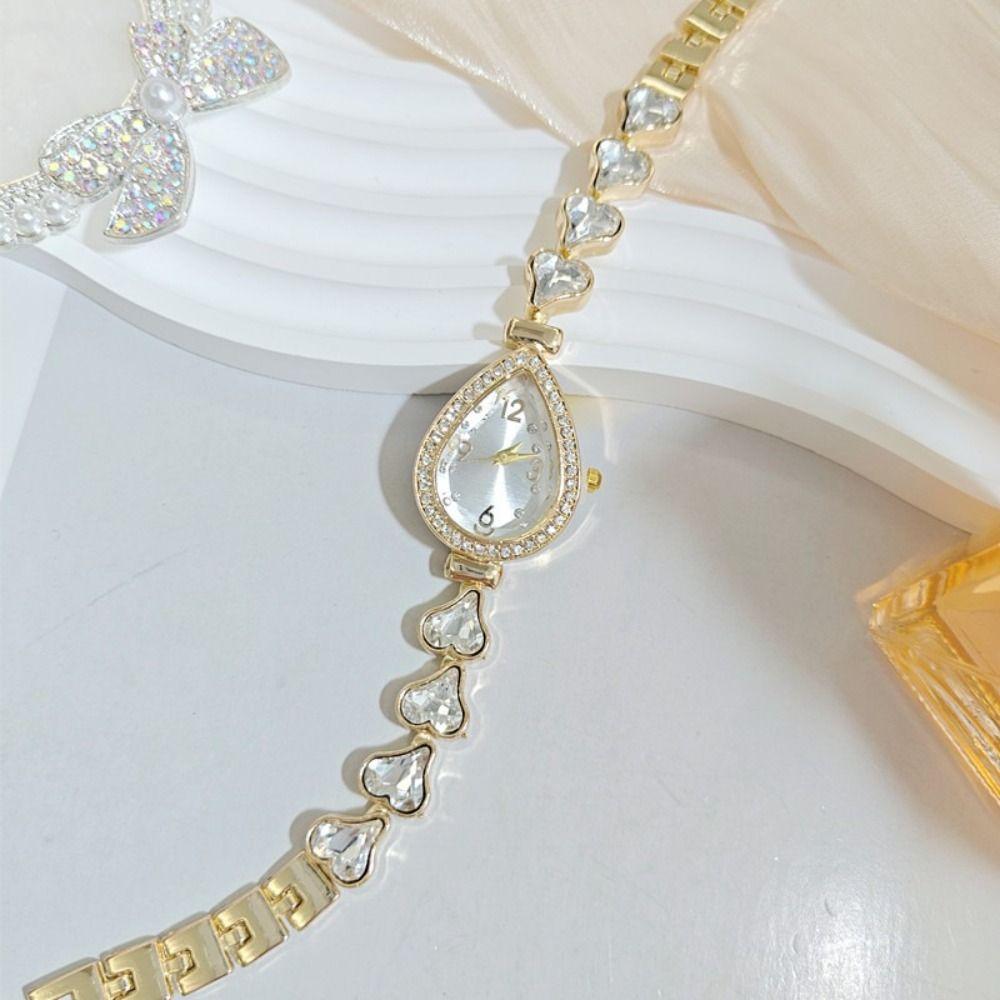 Fashion Accessory Heart Bracelet Watch Waterdrop Shaped Case Women's Quartz Watch  Daily Use