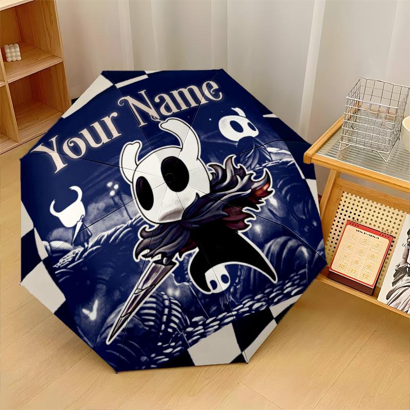 Custom Text Automatic 8 Bone Umbrella, Portable Sun Rain Protection UmbrellaHollow Knight