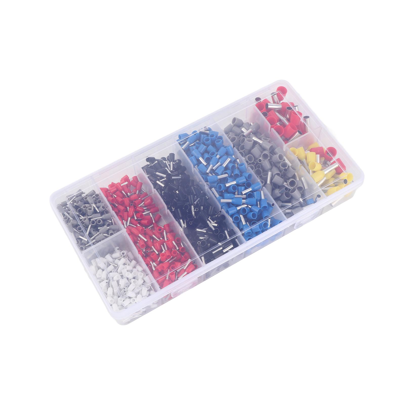 

1250pcs HSC8 6 4A Tube Type Terminal Set White Black Red Blue Yellow Gray Mix Colors 0.25 10MM2 with Storage Case різнокольоровий