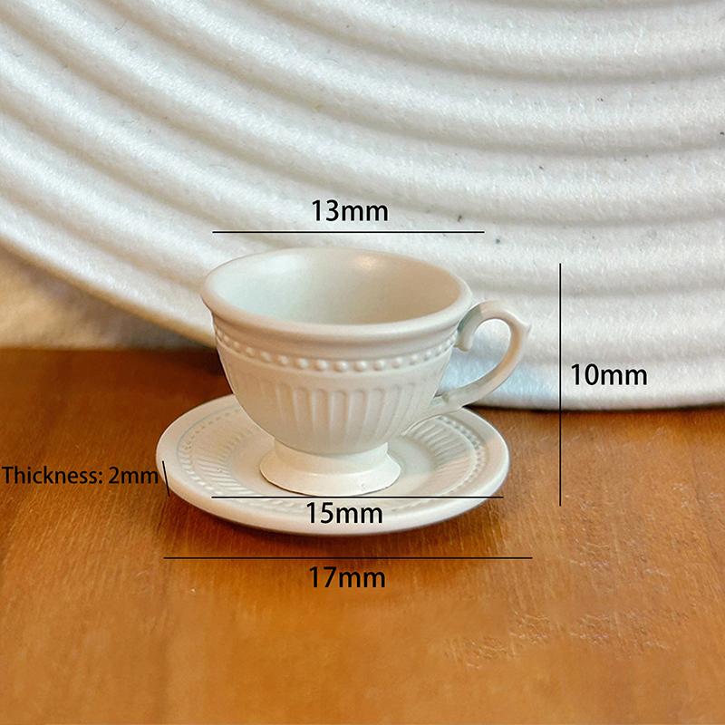 2PCS Small Luxury French Coffee Cup Plate Set Toy Dollhouse Mini Furniture Model DIY Accessories Miniature Scene Decoration